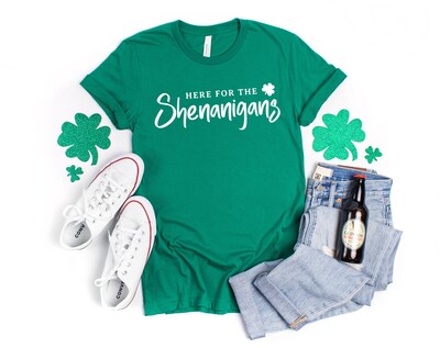 St. Patrick's Day Shirt, Here For The Shenanigans Shirt, Funny St Patricks Day Tee - image1